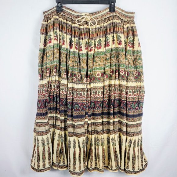 Vintage Dresses & Skirts - Vintage Bohemian Maxi Skirt Large XL Cotton Gauze Hippie Boho Broomstick